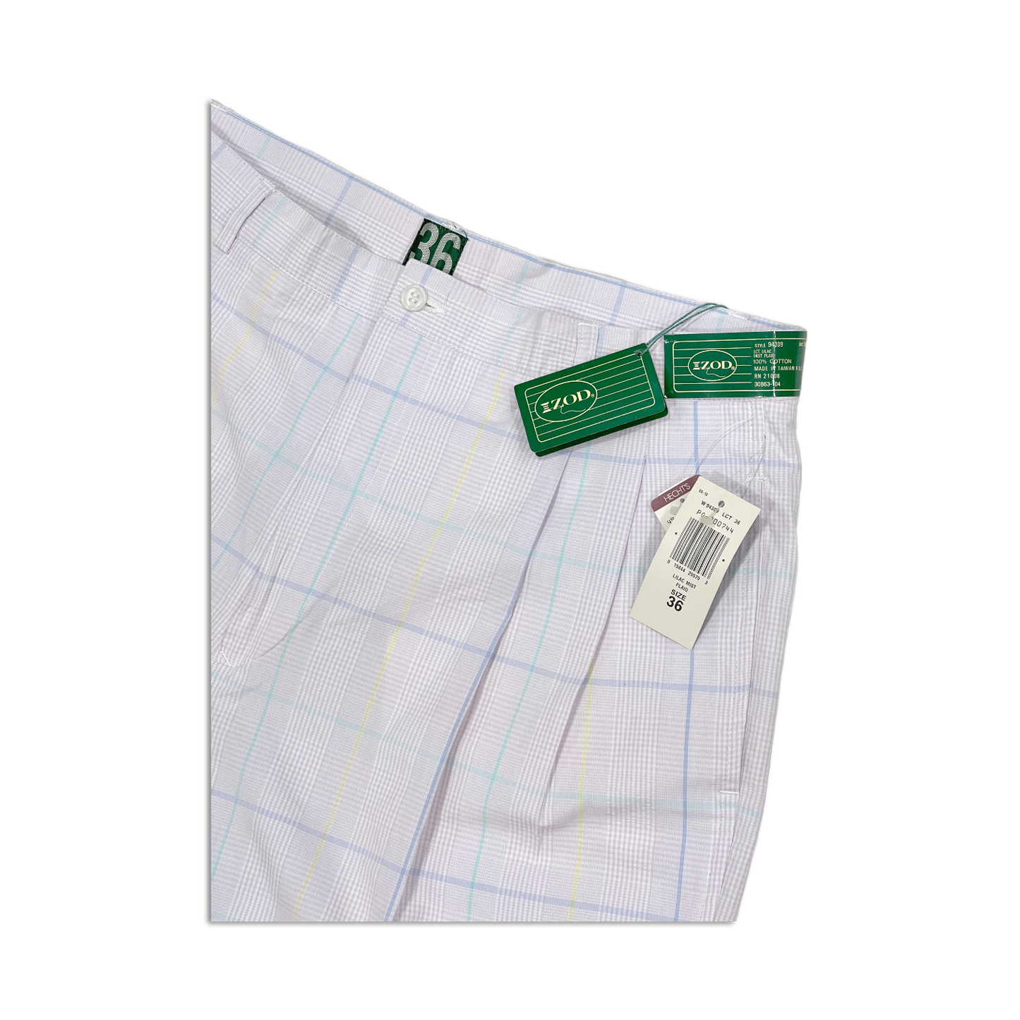 90's Izod Lilac Mist Plaid Golf Shorts