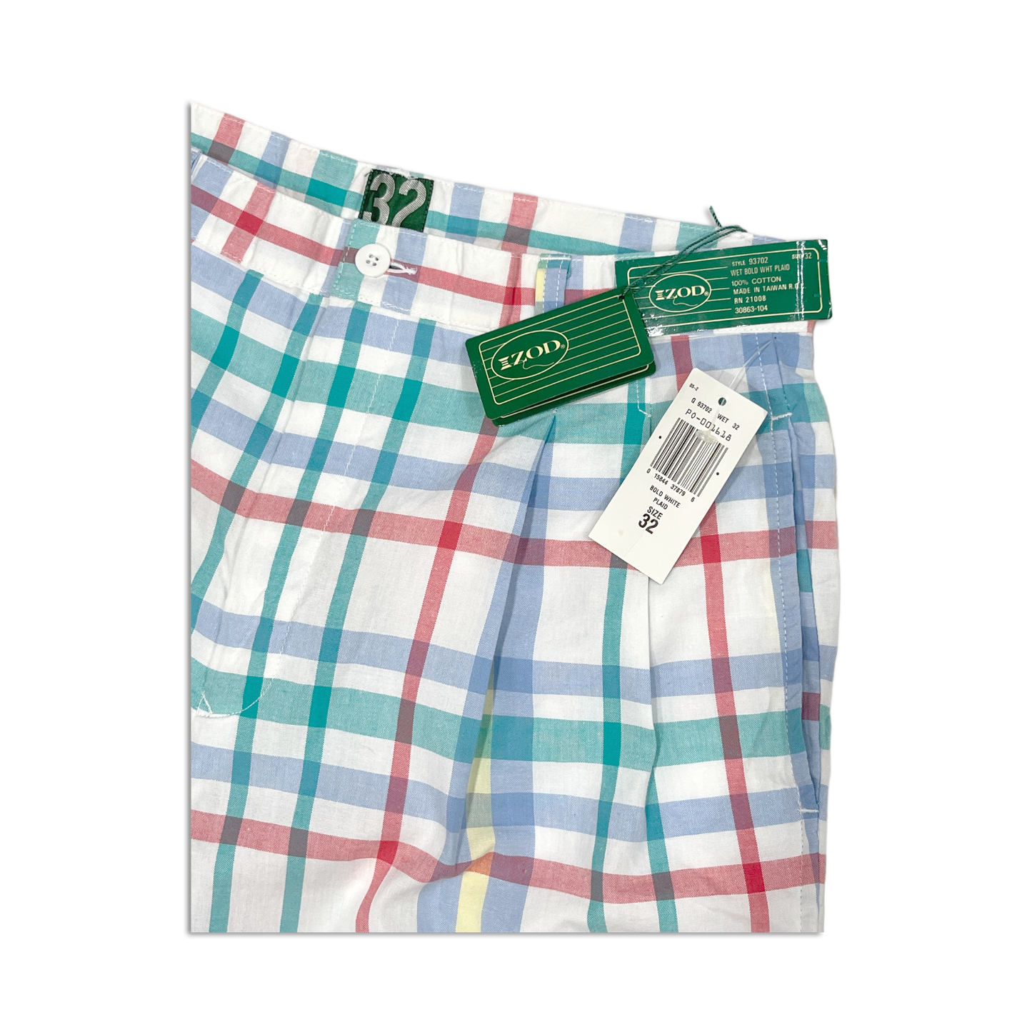 90's Izod Plaid Twill Golf Shorts