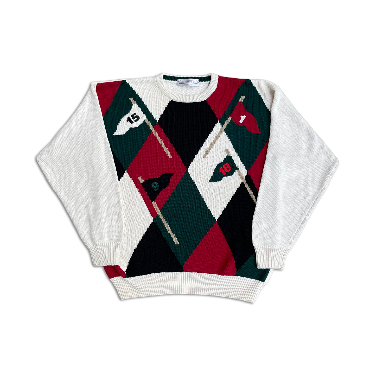 90's Golf Flag Checkered Knit Sweater