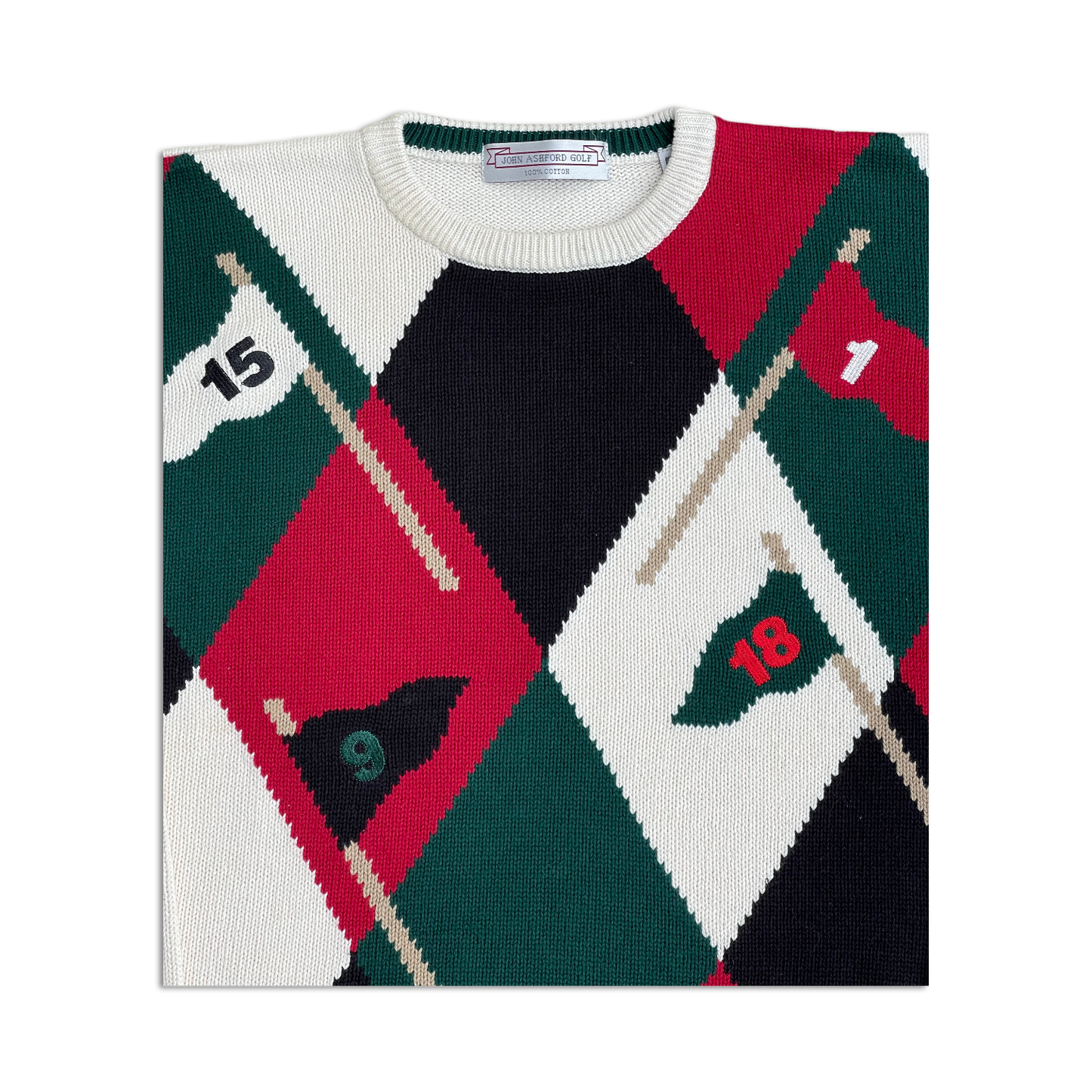 90's Golf Flag Checkered Knit Sweater