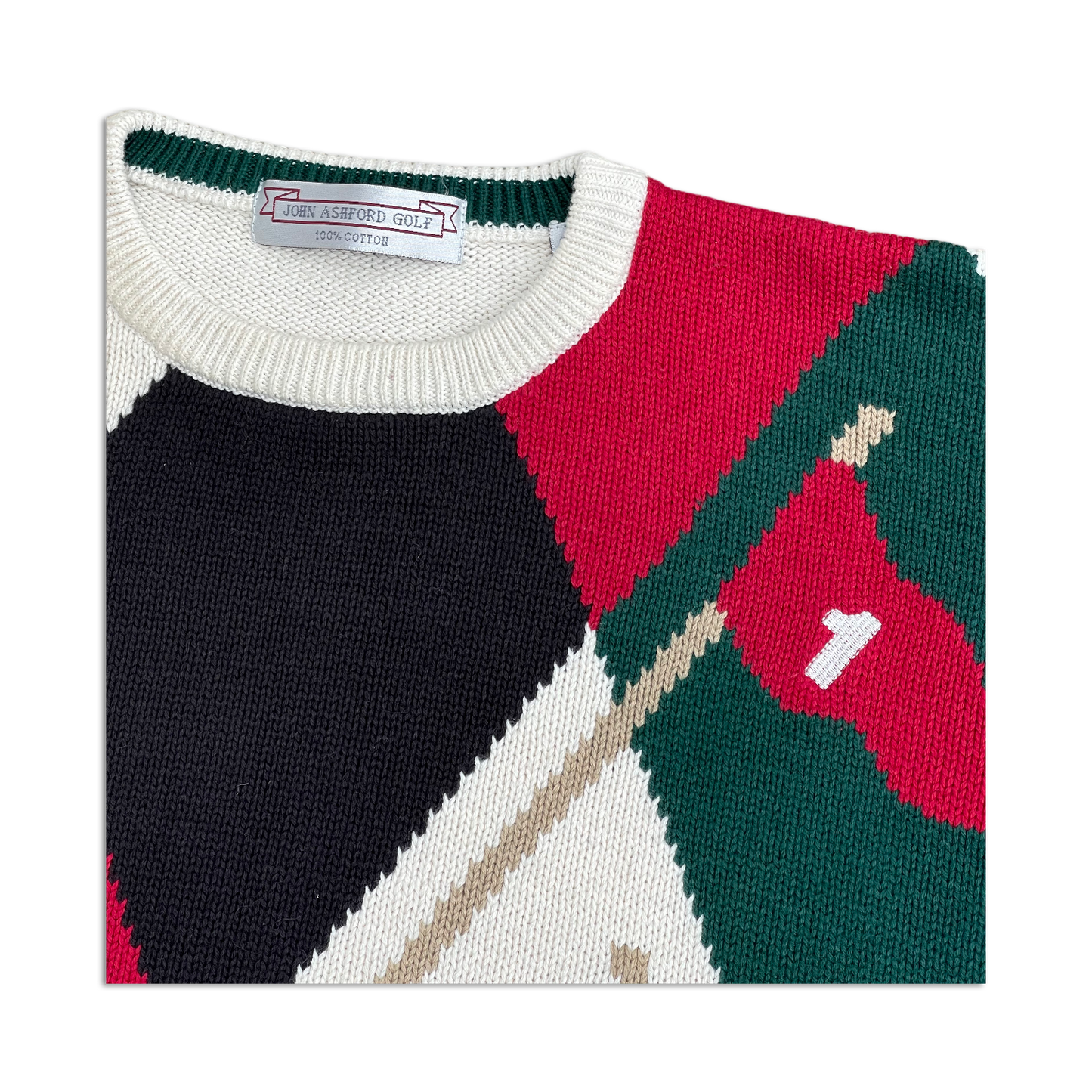 90's Golf Flag Checkered Knit Sweater