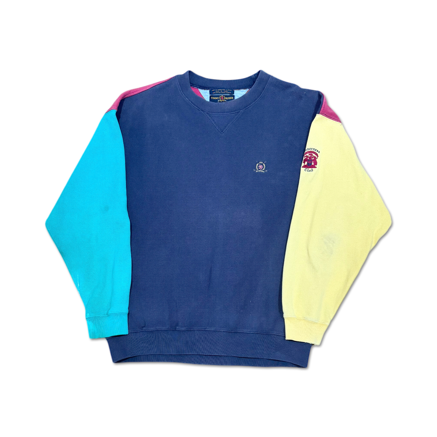 90's Inverness Club Tommy Hilfiger Distressed Colorblock Sweatshirt