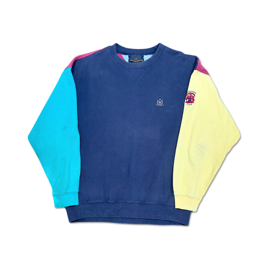 90's Inverness Club Tommy Hilfiger Distressed Colorblock Sweatshirt