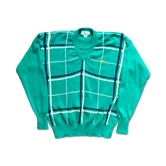 90's Masters Augusta National Plaid V-Neck Knit Sweater