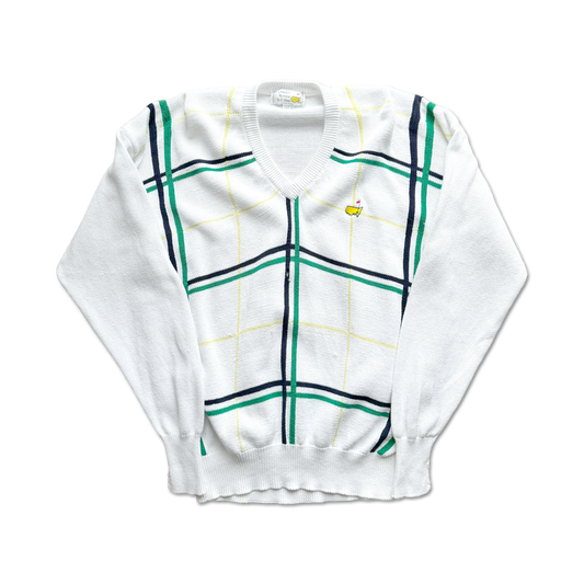 90's Masters Augusta National Plaid V-Neck Knit Sweater