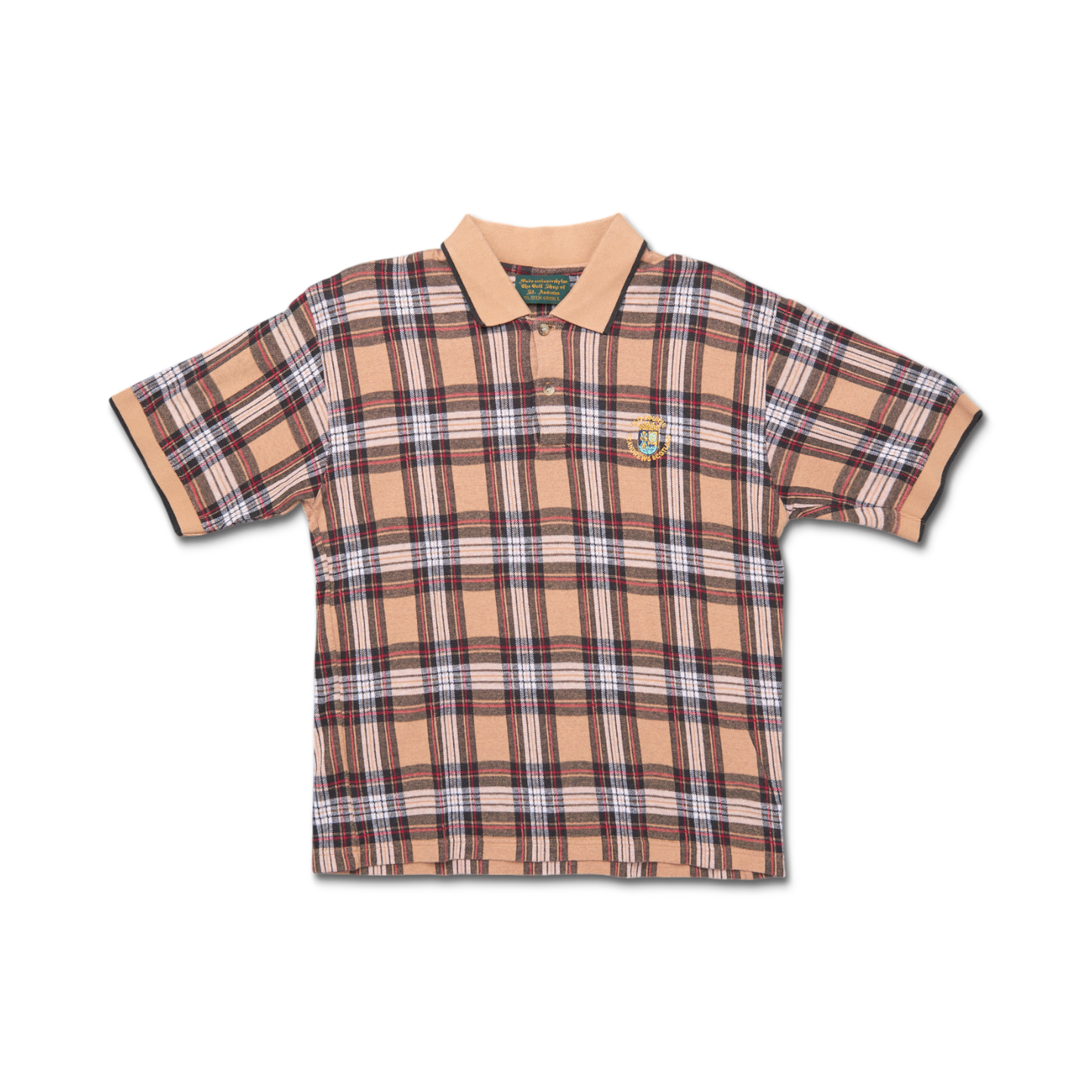 90's St Andrews Links Old Course Plaid Polo