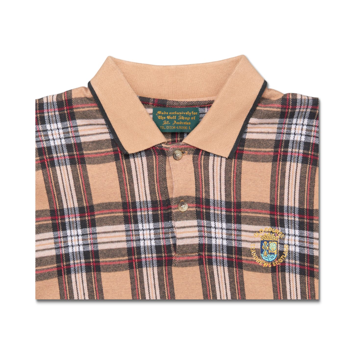 90's St Andrews Links Old Course Plaid Polo