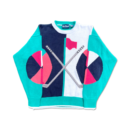 90's Abstract Knit Golf Sweater