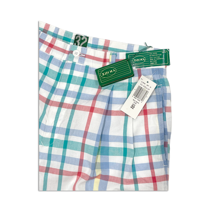 90's Izod Plaid Twill Golf Shorts