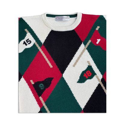 90's Golf Flag Checkered Knit Sweater