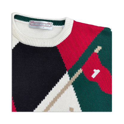 90's Golf Flag Checkered Knit Sweater