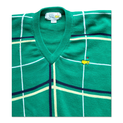 90's Masters Augusta National Plaid V-Neck Knit Sweater