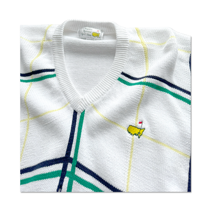 90's Masters Augusta National Plaid V-Neck Knit Sweater