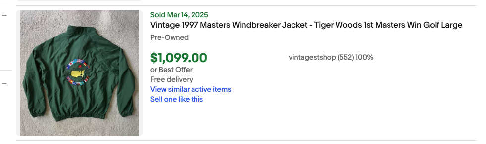 1997 Masters Augusta National Windbreaker (Tiger's First Major)
