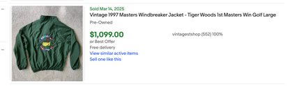 1997 Masters Augusta National Windbreaker (Tiger's First Major)